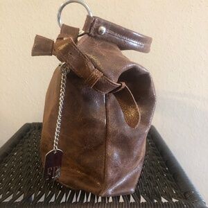 Brown crinkled leather purse